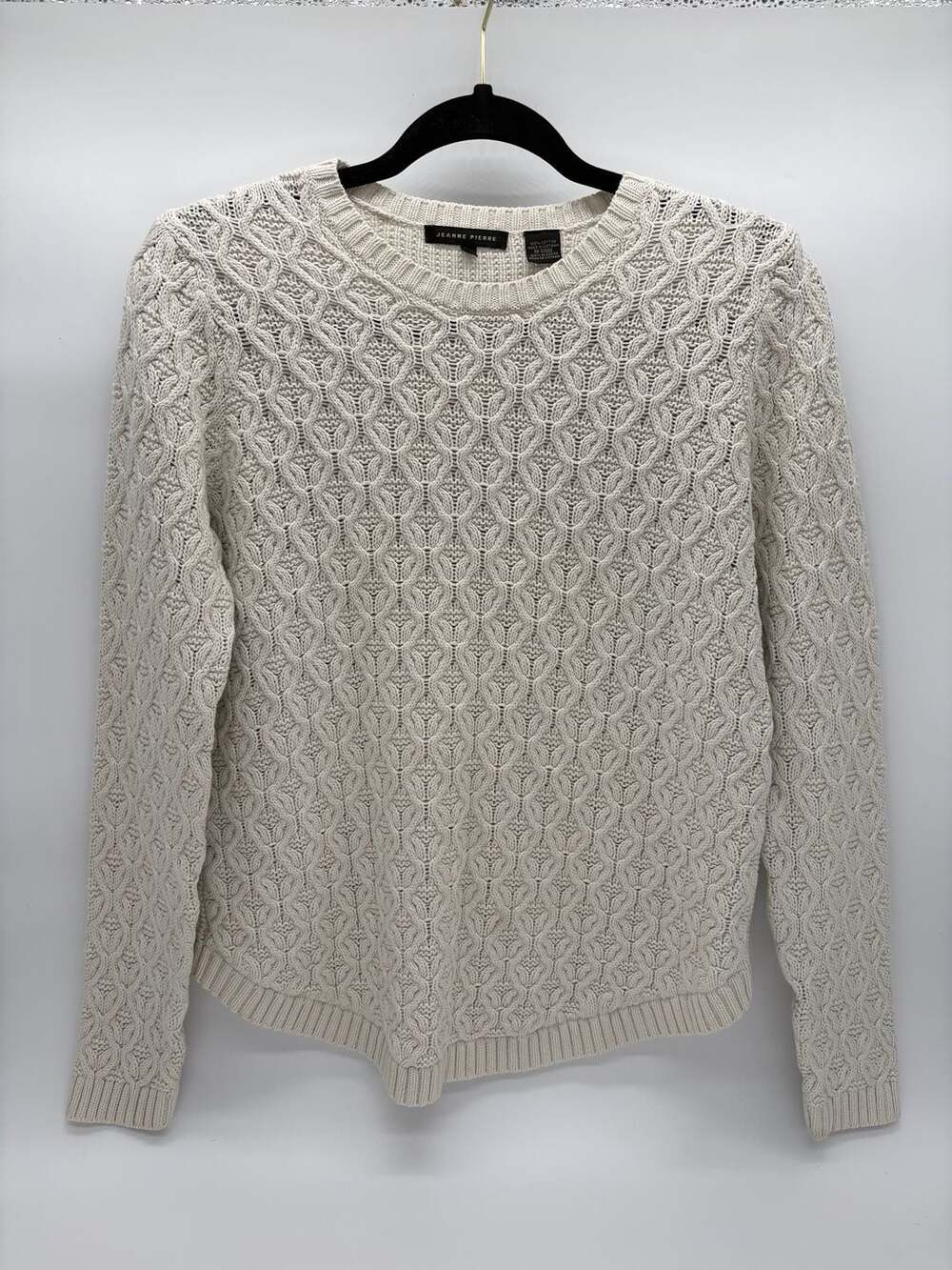 🤍 Cream Cable Knit Pointelle Sweater Cottagecore Preppy